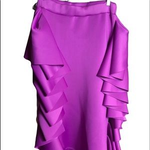ELEGANZARELLA Midi Mauve side ruffles skirt SIZE: MEDIUM